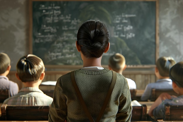 Professor instruindo alunos em uma sala de aula