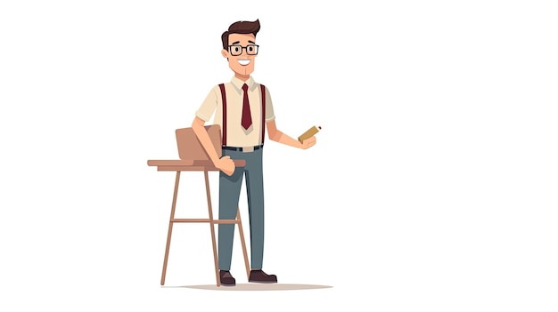Professor masculino Ilustração vetorial em estilo de desenho animado