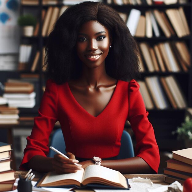 Professora e livros foto realista