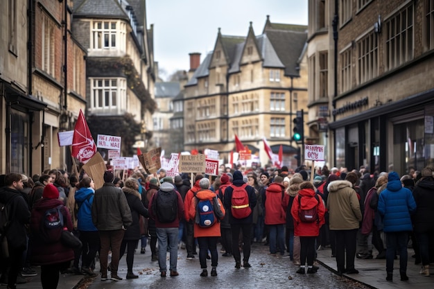 Professores se unem comício NEU em New Inn Hall Street Signals início de 2023 greves de professores em Oxford, Reino Unido