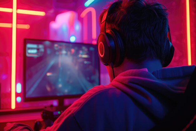 Profi-Gamer, der an einem E-Sports-Turnier teilnimmt