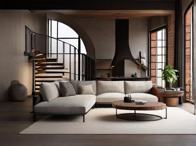 Profilfoto in voller Länge von blonden älteren Großmutter guter Stimmung Hände hinter dem Kopf Aussehen Decke genießen neues Haus Stil Design sitzen Komfort Sofa Diwan Wohnzimmer im Innenraum