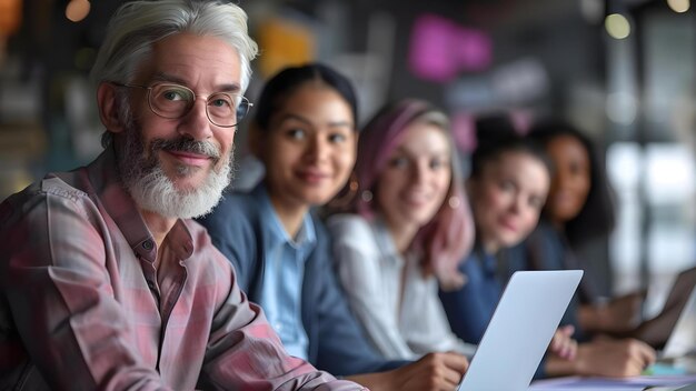 Foto profissionais colaborativos em um ambiente de escritório dinâmico demonstrando o trabalho em equipe e o conceito de profissionalismo trabalho em equipe profissionalismo configuração dinâmica de escritório professionais colaborativos