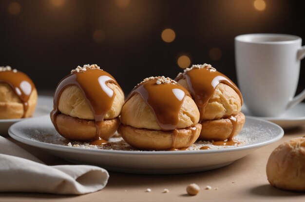 Profiterole mit Karamell-Glasur