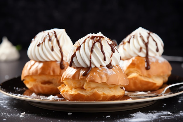 Foto profiteroles leckerer desserthintergrund