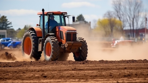 Foto la profundidad ajustable del arado del tractor permite al agricultor adaptarse a las diferentes condiciones del suelo, asegurando