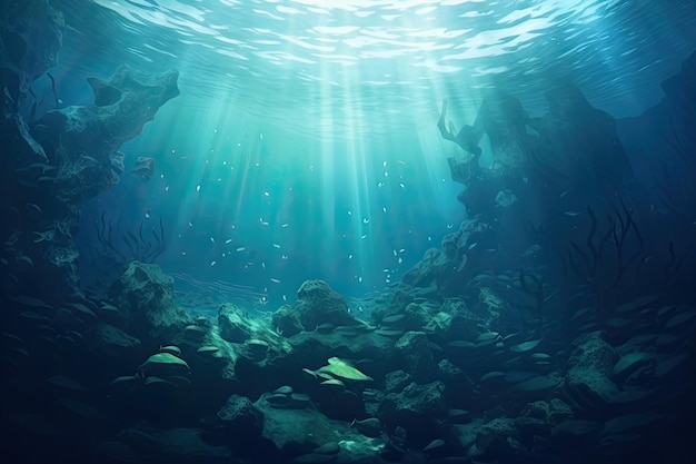 Profundidad del océano Paisaje vacío bajo el agua Fondo del océano Ola del mar