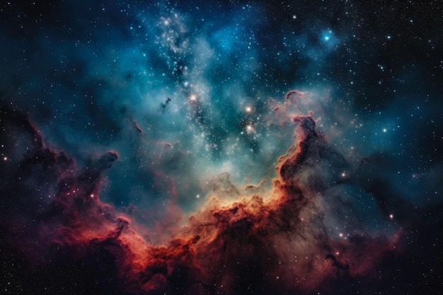 Profundidades estelares nebulosa distante e estrelas em uma ilustração do universo profundo