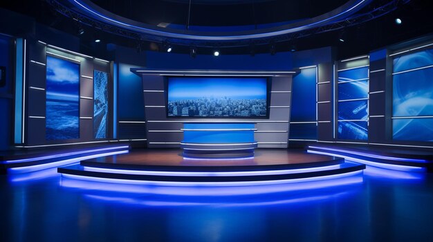 programa de televisão com uma tela azul de fundo de transmissão de design de transmissão exibição digital vazia