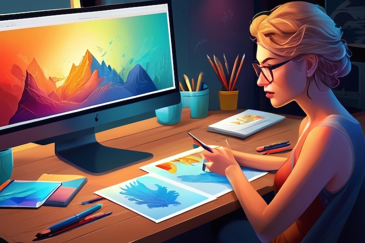 Foto programa para ilustradores aplicación para crear y dibujar ilustraciones vectoriales