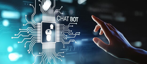 Programa informático de chatbot Hombre de negocios desarrollando diseño web digital virtual utilizando tecnología de IA