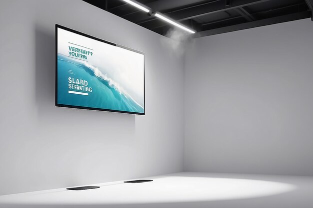 Programa de proyección de películas de realidad virtual Mockup de señalización con espacio blanco en blanco para colocar su diseño