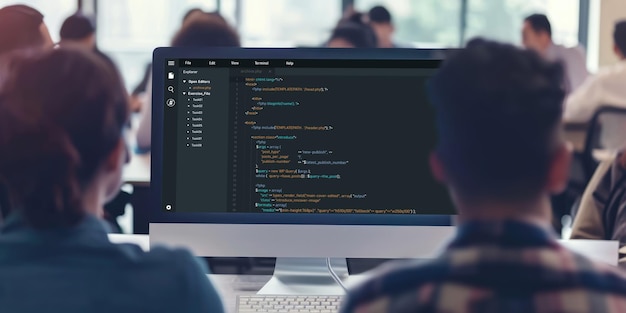 Programación de desarrollo de software en la pantalla de la computadora para una aplicación rápida
