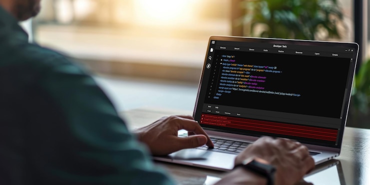 Foto programación de desarrollo de software en la pantalla de la computadora para una aplicación rápida