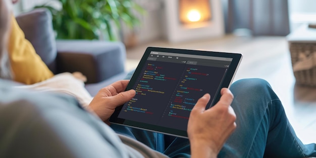 Programación de desarrollo de software en la pantalla de la computadora para una aplicación rápida