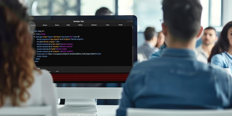 Foto programación de desarrollo de software en la pantalla de la computadora para una aplicación rápida