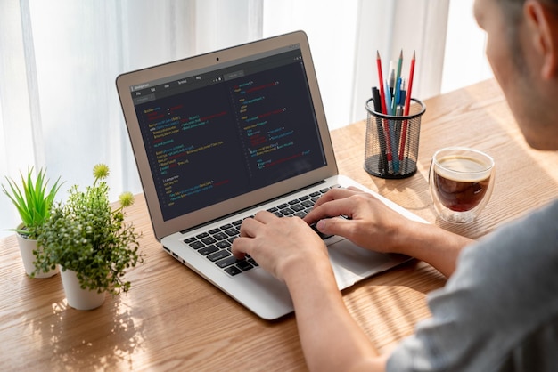 Programación de desarrollo de software en pantalla de computadora para aplicaciones modernas y codificación de programas