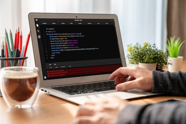 Programación de desarrollo de software en la pantalla de la computadora para aplicaciones modernas