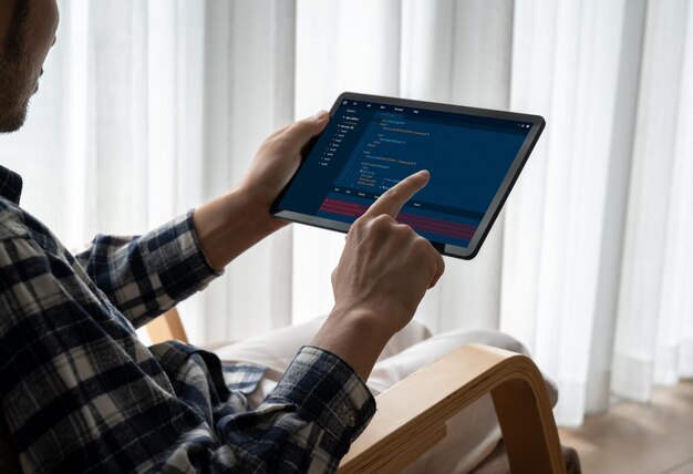 Programación de desarrollo de software en la pantalla de la computadora para aplicaciones modernas