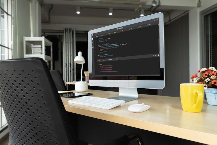Foto programación de desarrollo de software en la pantalla de la computadora para aplicaciones modernas
