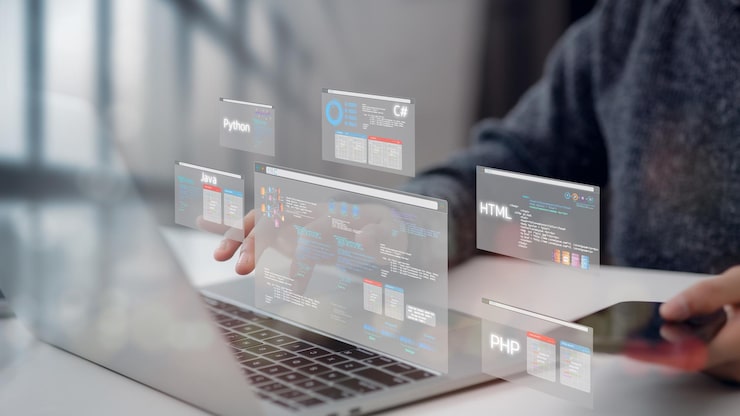 Programación Python Desarrollo Web Concepto de codificación Conceptos de desarrollo de software y programación para varios dispositivos Ingeniero de software Gráfico de proceso de codificación de programación de computadoras y análisis de datos
