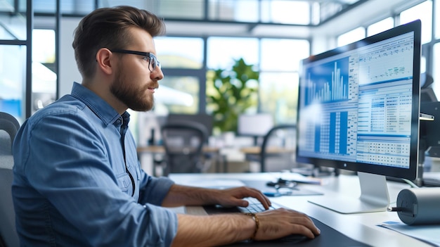 Foto programador de computadoras hombre escribiendo código de programa en la computadora trabajo en línea desde casa