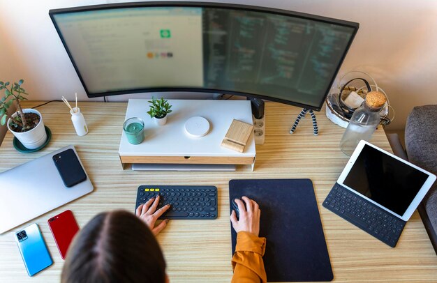 Programador de computadores a trabalhar em casa Conceito de teletrabalho