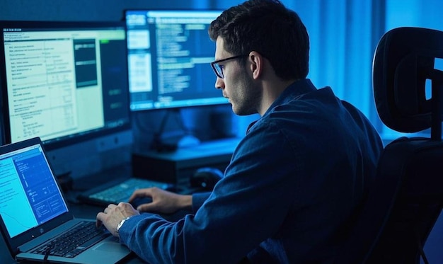 Programador enfocado en el trabajo