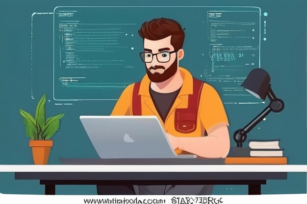 Programador profesional Ingeniero que escribe código