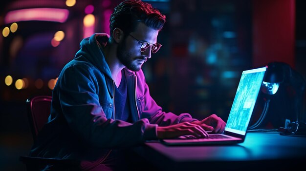 El programador profesional de TI está escribiendo código.
