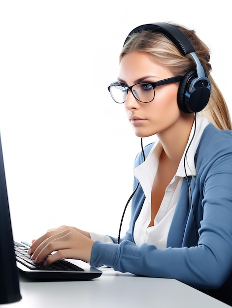 Foto programadora feminina qualificada no trabalho gerada por ia