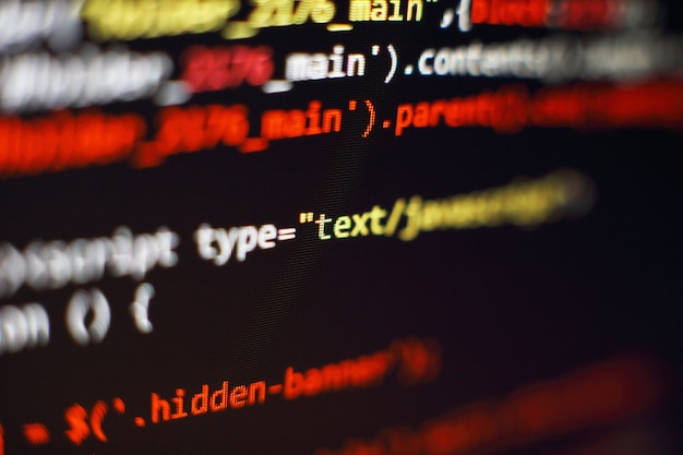Programmiercode für Softwareentwickler. Abstrakter Computerskriptcode. Selektiver Fokus