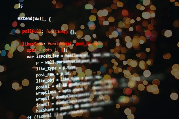 Programmiercode für Softwareentwickler. Abstrakter Computerskriptcode. Selektiver Fokus