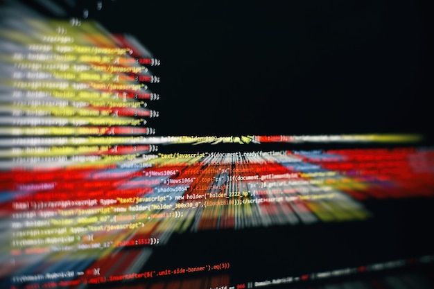 Programmiercode für Softwareentwickler. Abstrakter Computerskriptcode. Selektiver Fokus