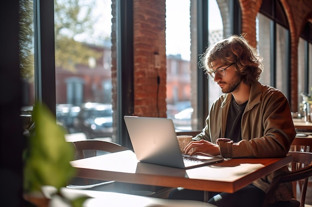 Programmierer arbeitet an der Benutzeroberfläche mit einem tragbaren Computer Generative Ai