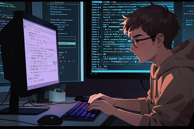 Programmierer, der Datencode eingibt, Softwareentwicklungsvektorillustration