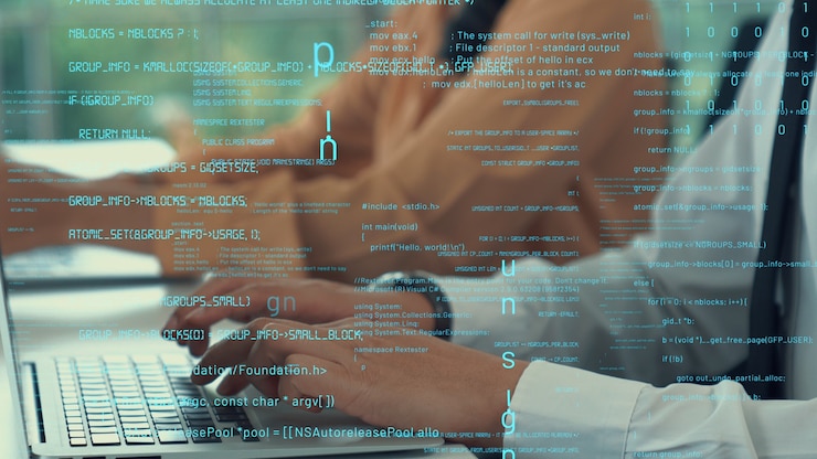 Foto programmierung und codierung zukünftiger software-vorstellungsgrafik