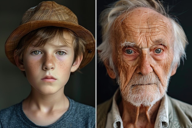 Foto progresión de la edad de niño a anciano