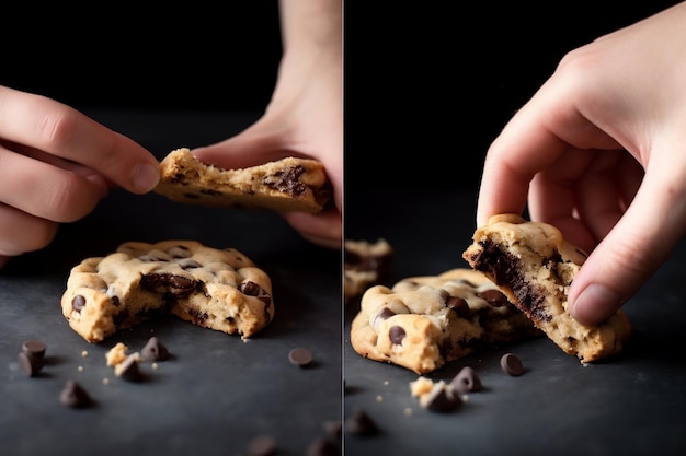 Progressão de devorar biscoito de chocolate em IA generativa de fundo branco