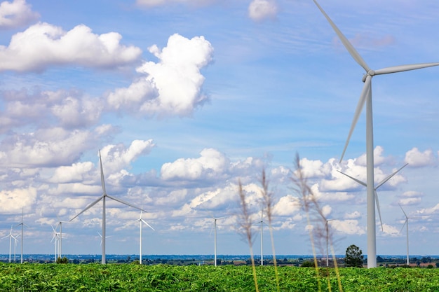 Progressive Idee der Nutzung von Wind für elektrische Energie durch Windkraftanlagen