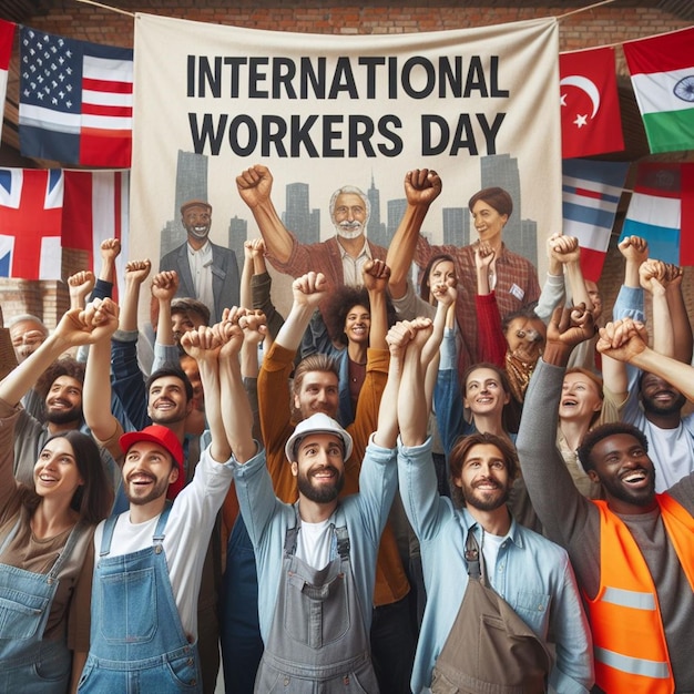 Foto projetando para 1º de maio, dia internacional do trabalhador e primeiro de maio