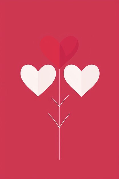 Foto projetar um cartaz do dia dos namorados 520 com uma silhueta minimalista de dois corações entrelaçados