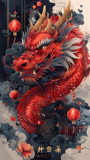 Projetar um cartaz do Festival de Primavera do Ano Novo Chinês