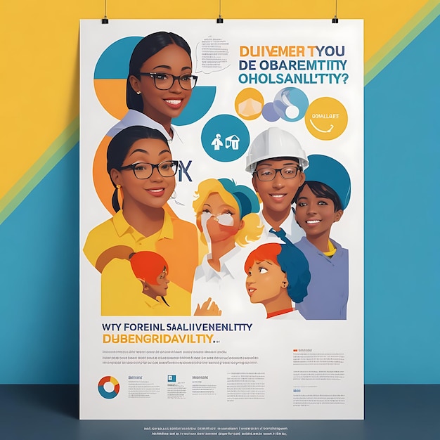 Projetar um cartaz inclusivo que promova a diversidade e a igualdade no local de trabalho