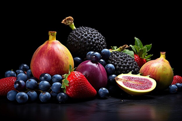 Foto projete uma maquete apresentando uma variedade de frutas exóticas