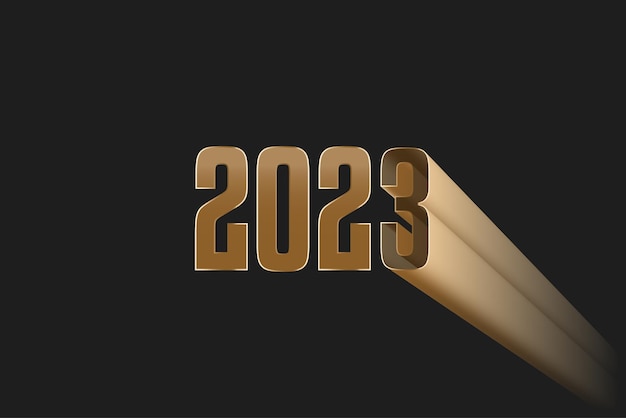Foto projeto 2023 com cor dourada. saudações de ano novo