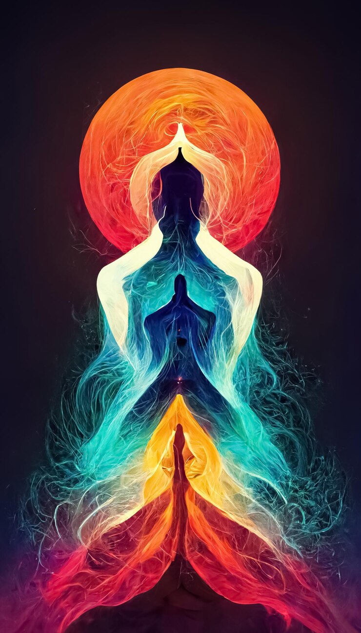 Foto projeto abstrato de energia poderosa de chakra multicolorido chakra mandala flor ilustração 3d