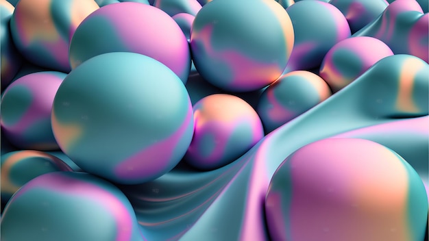 Projeto abstrato do fundo 3d com esferas coloridas pastel Generative Ai