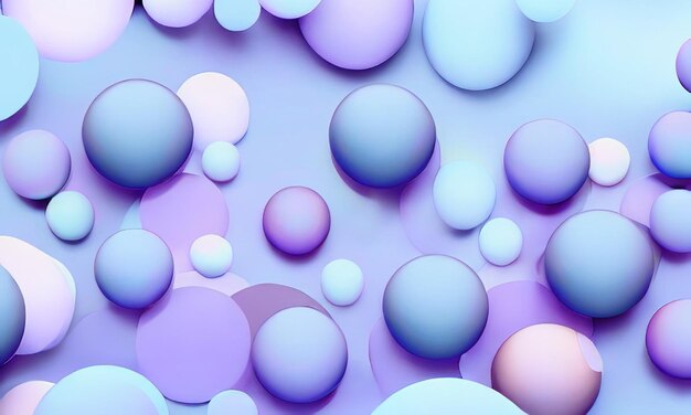 Projeto abstrato do fundo 3d com esferas coloridas pastel