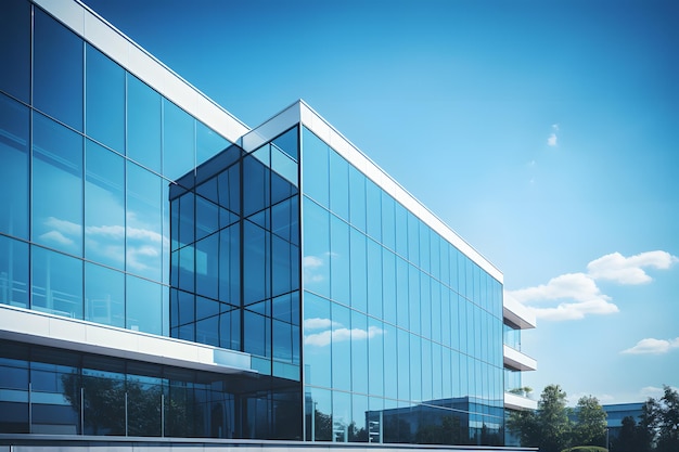 projeto arquitetônico de construção de negócios de escritório moderno com céu azul claro